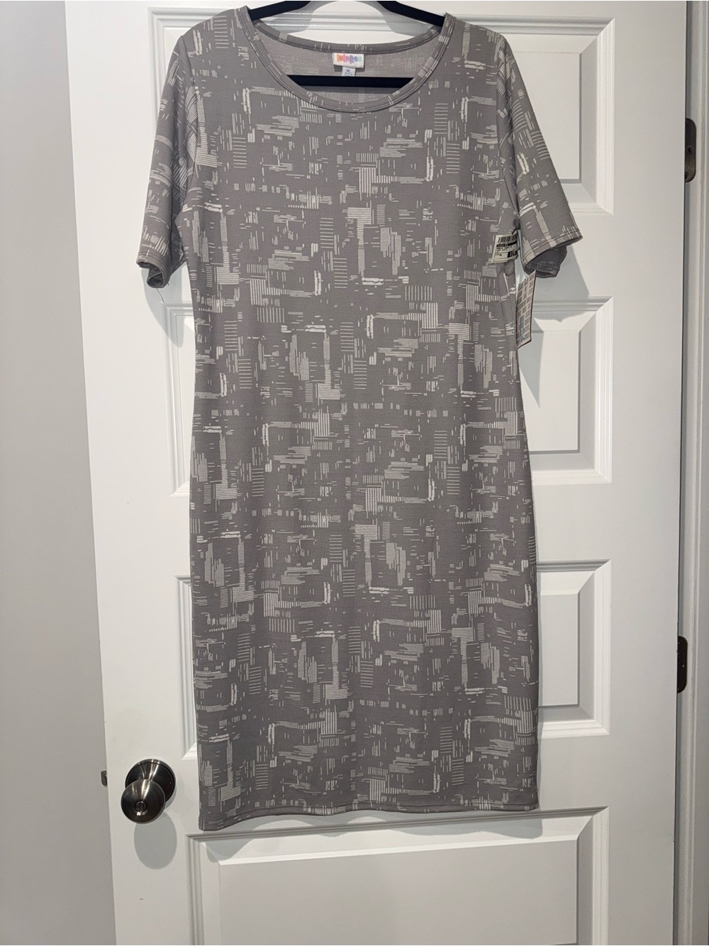 LuLaRoe Julie Gray Abstract Midi Shift Dress
